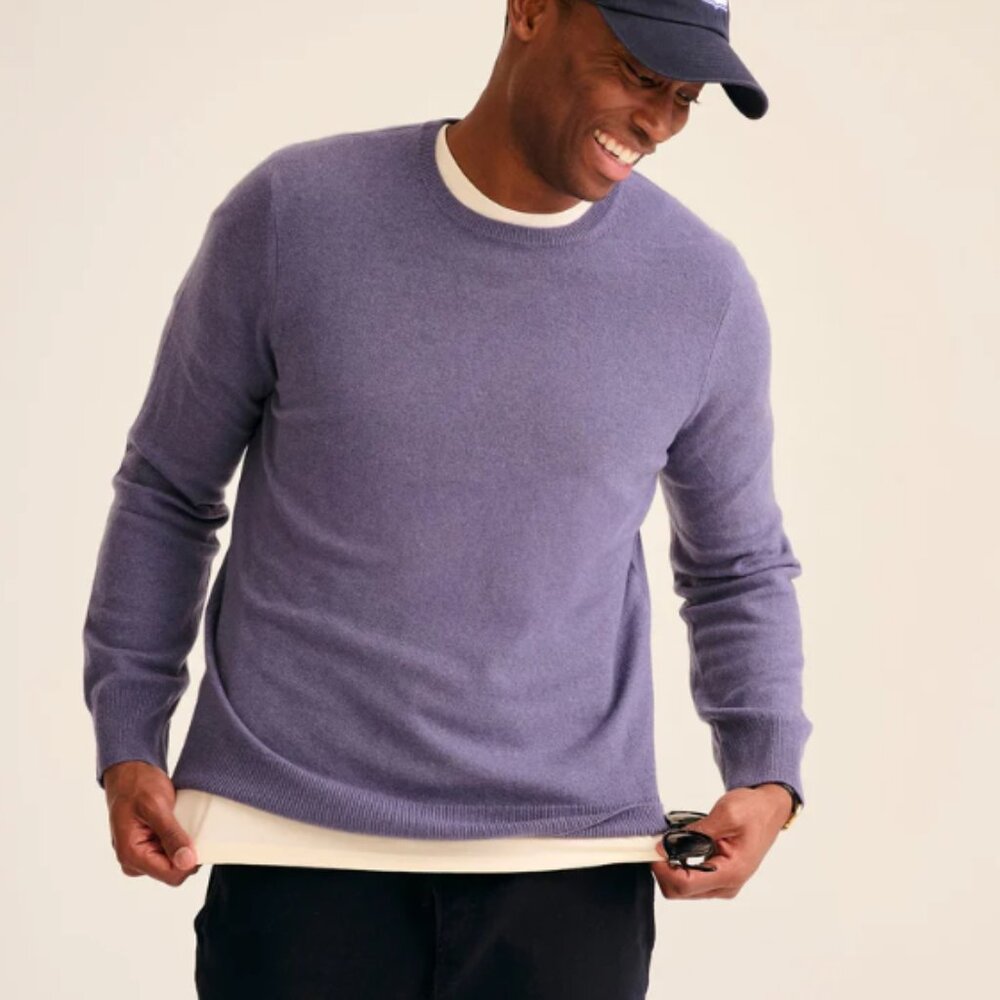 Men's Cashmere Crewneck Sweater in Lavender Sz L